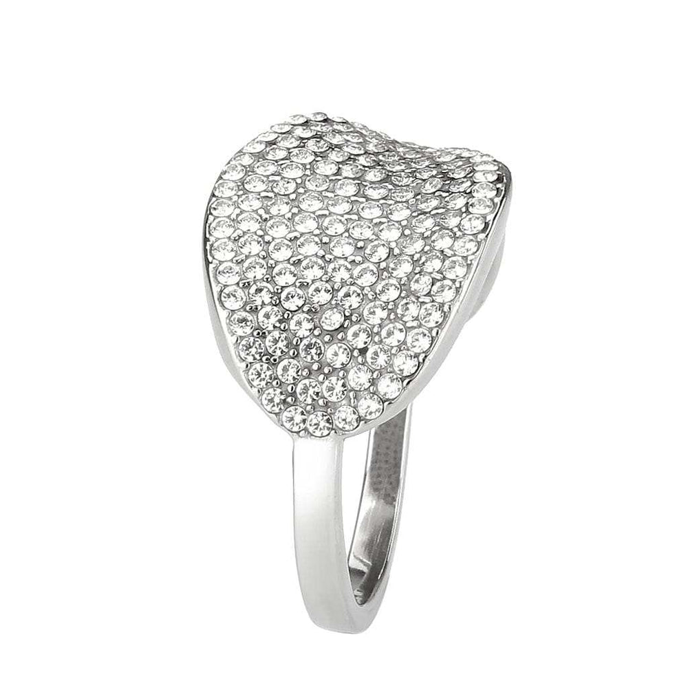 DA388 - High polished (no plating) Stainless Steel Ring with AAA Grade CZ in Clear - Alamode - Flyclothing LLC