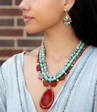 Red Carnelian Colorful Golden Pendant Necklace - Barse Jewelry - Flyclothing LLC