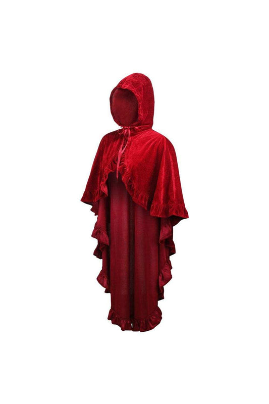 Daisy Corsets Dark Red Velvet Hooded Ruffle Cape - Daisy Corsets - Flyclothing LLC