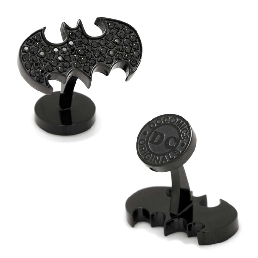 DC Batman Stainless Steel Black Pave Crystal Cufflinks - Cufflinks.com - Flyclothing LLC