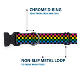 Plastic Clip Collar - Checker Black/Neon Rainbow - Buckle-Down - Flyclothing LLC