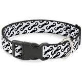 Plastic Clip Collar - Diagonal Handlebar Mustaches White/Black - Buckle-Down - Flyclothing LLC