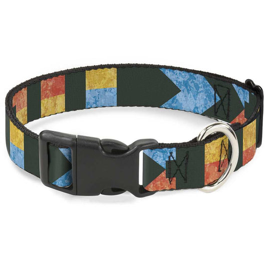 Plastic Clip Collar - Geometric8 Charcoal/Orange/Gold/Blue - Buckle-Down - Flyclothing LLC