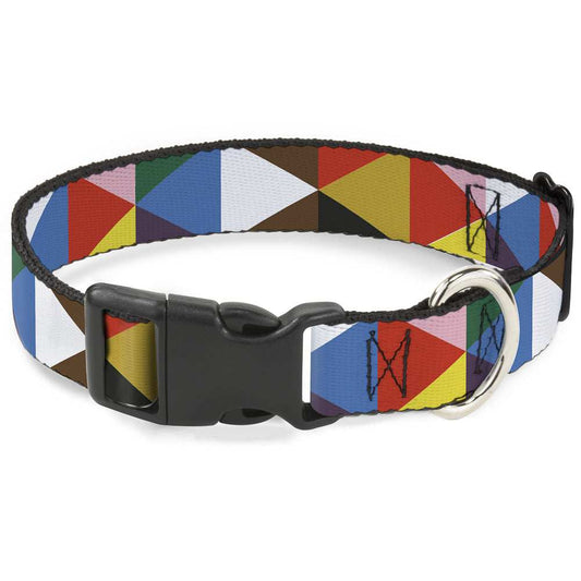 Plastic Clip Collar - Geometric Triangle Blocks Multi Color - Buckle-Down - Flyclothing LLC