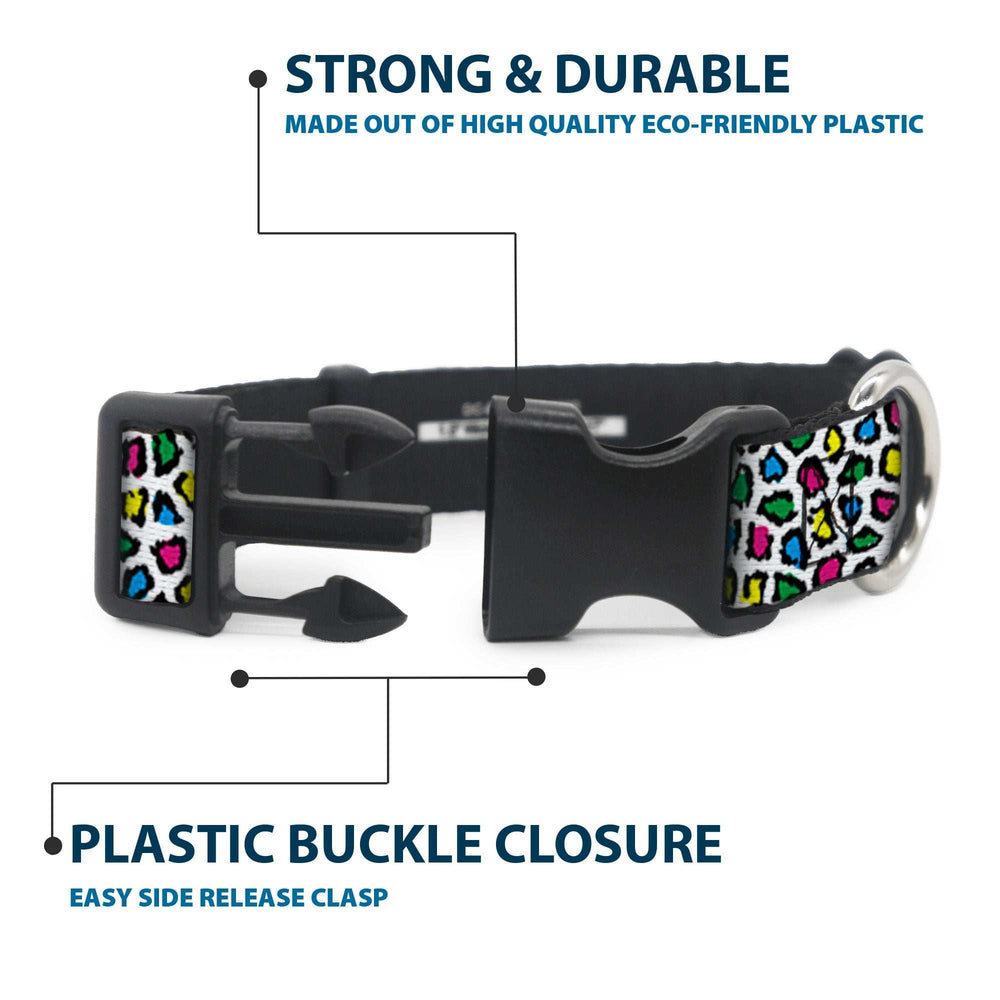 Plastic Clip Collar - Leopard White/Multi Color - Buckle-Down - Flyclothing LLC