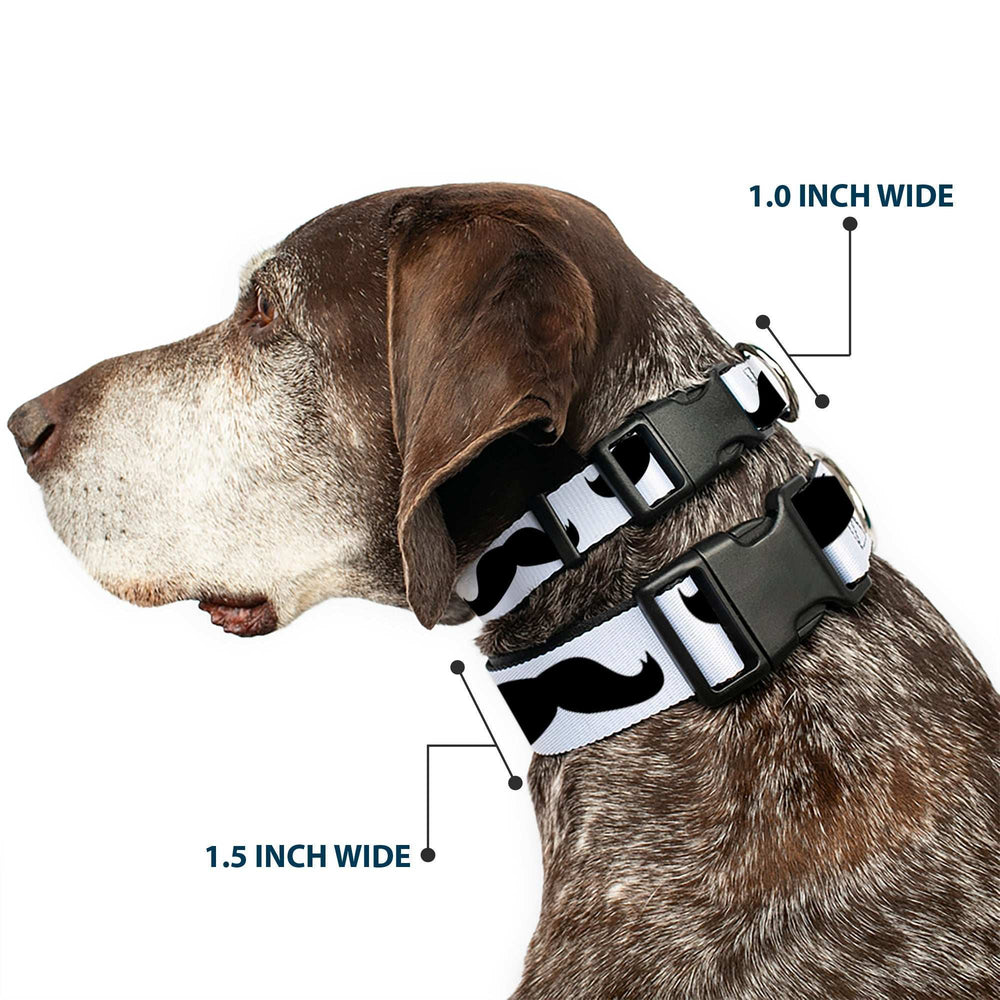 Plastic Clip Collar - Mustaches White/Black - Buckle-Down - Flyclothing LLC