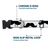 Plastic Clip Collar - Mustaches White/Black - Buckle-Down - Flyclothing LLC