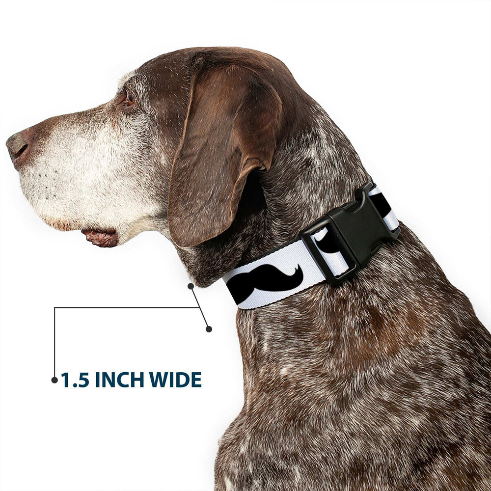 Plastic Clip Collar - Mustaches White/Black - Buckle-Down - Flyclothing LLC