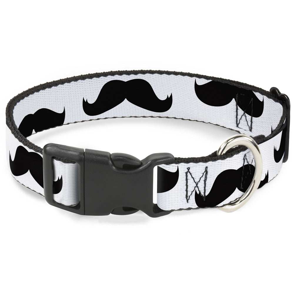 Plastic Clip Collar - Mustaches White/Black - Buckle-Down - Flyclothing LLC