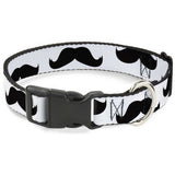 Plastic Clip Collar - Mustaches White/Black - Buckle-Down - Flyclothing LLC