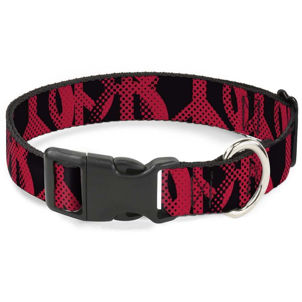 Plastic Clip Collar - Peace Dots Black/Fuchsia - Buckle-Down - Flyclothing LLC