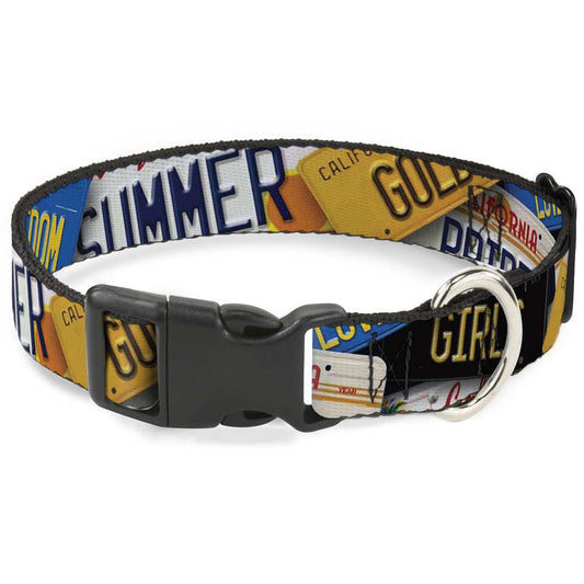 Plastic Clip Collar - Cali License Plates Stacked - Buckle-Down - Flyclothing LLC