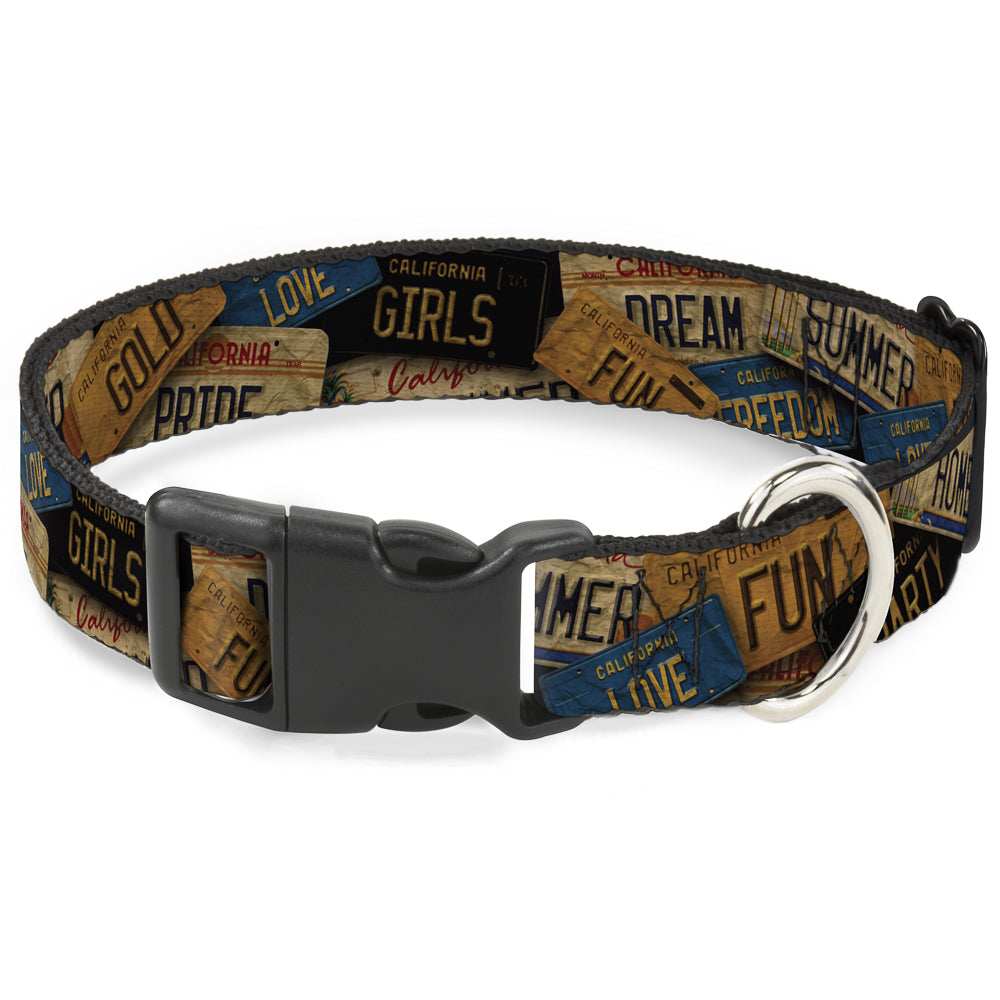 Plastic Clip Collar - Cali License Plates Stacked Vintage - Buckle-Down - Flyclothing LLC