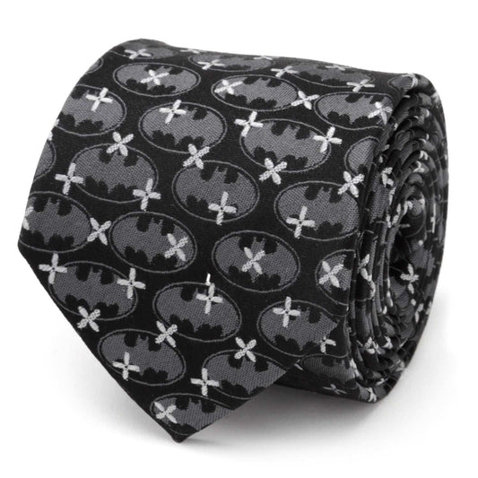 DC Batman Cross Black Silk Men's Tie - Cufflinks.com - Flyclothing LLC