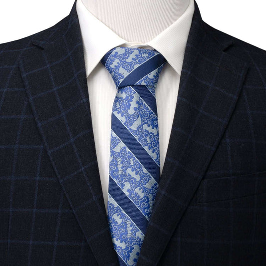 DC Batman Stripe Multi Emblem Blue Men's Tie