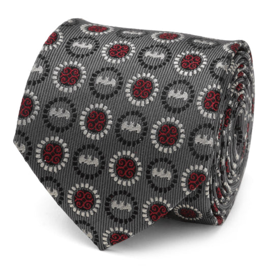 DC Batman Medallion Symbol Charcoal Silk Men's Tie