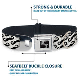 Dog Bone Seatbelt Buckle Collar - Diagonal Handlebar Mustaches White/Black - Buckle-Down - Flyclothing LLC