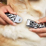 Dog Bone Seatbelt Buckle Collar - Diagonal Handlebar Mustaches White/Black - Buckle-Down - Flyclothing LLC