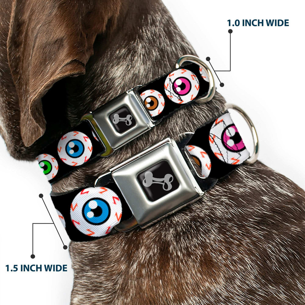 Dog Bone Seatbelt Buckle Collar - Eyeballs Black/Multi Color - Buckle-Down - Flyclothing LLC