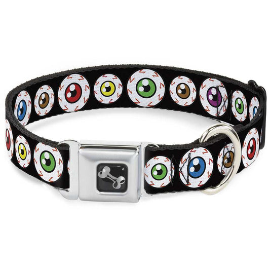 Dog Bone Seatbelt Buckle Collar - Eyeballs Black/Multi Color - Buckle-Down - Flyclothing LLC