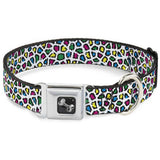 Dog Bone Seatbelt Buckle Collar - Leopard White/Multi Color - Buckle-Down - Flyclothing LLC