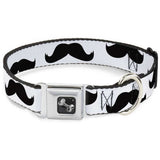 Dog Bone Seatbelt Buckle Collar - Mustaches White/Black - Buckle-Down - Flyclothing LLC