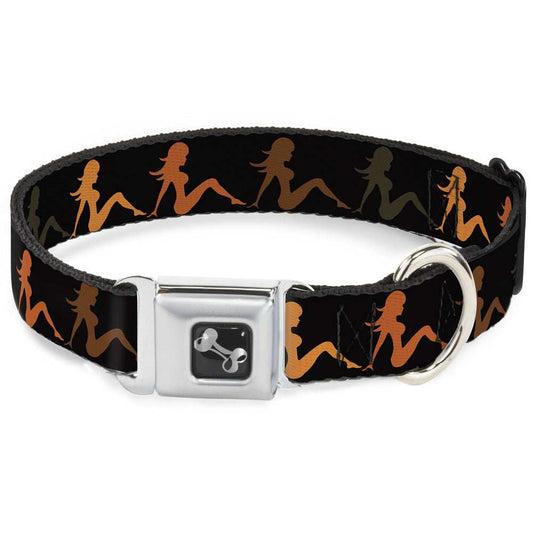 Dog Bone Seatbelt Buckle Collar - Mud Flap Girl Repeat Black/Orange Fade - Buckle-Down - Flyclothing LLC