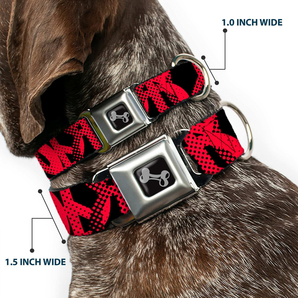 Dog Bone Seatbelt Buckle Collar - Peace Dots Black/Fuchsia - Buckle-Down - Flyclothing LLC