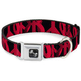 Dog Bone Seatbelt Buckle Collar - Peace Dots Black/Fuchsia - Buckle-Down - Flyclothing LLC