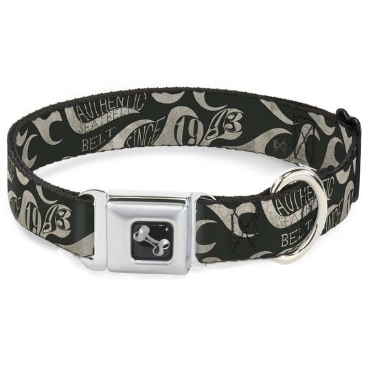 Dog Bone Seatbelt Buckle Collar - BD AUTHENTIC SEATBELT BELT SINCE 1993 Flames Olive/Tan - Buckle-Down - Flyclothing LLC