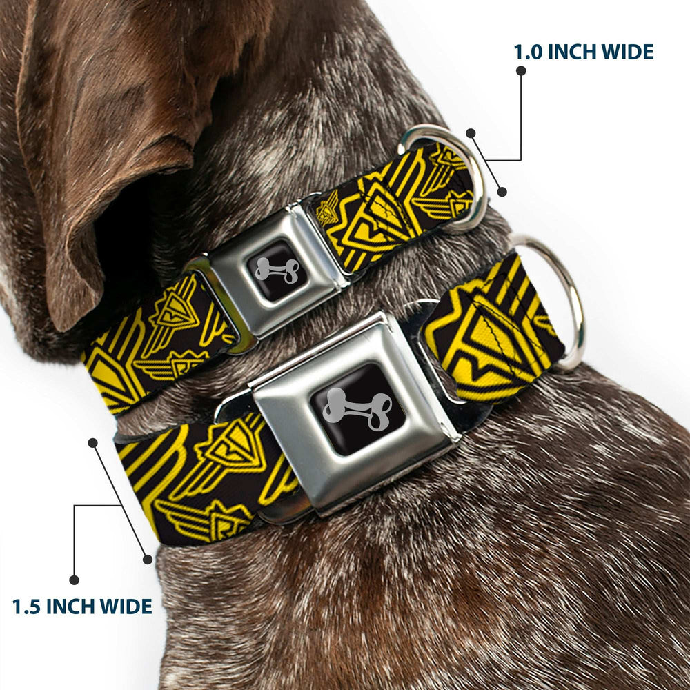 Dog Bone Seatbelt Buckle Collar - BD Logo Scattered Black/Yellow - Buckle-Down - Flyclothing LLC