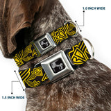 Dog Bone Seatbelt Buckle Collar - BD Logo Scattered Black/Yellow - Buckle-Down - Flyclothing LLC