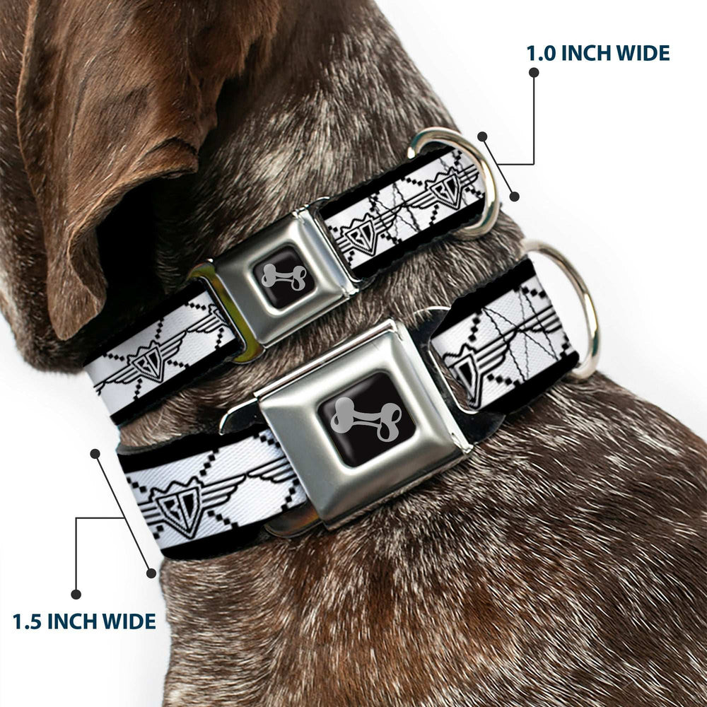 Dog Bone Seatbelt Buckle Collar - BD Monogram2 White/Black - Buckle-Down - Flyclothing LLC