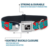 Dog Bone Seatbelt Buckle Collar - BUCKLE-DOWN Shapes Red/Dot Turquoise/White - Buckle-Down - Flyclothing LLC