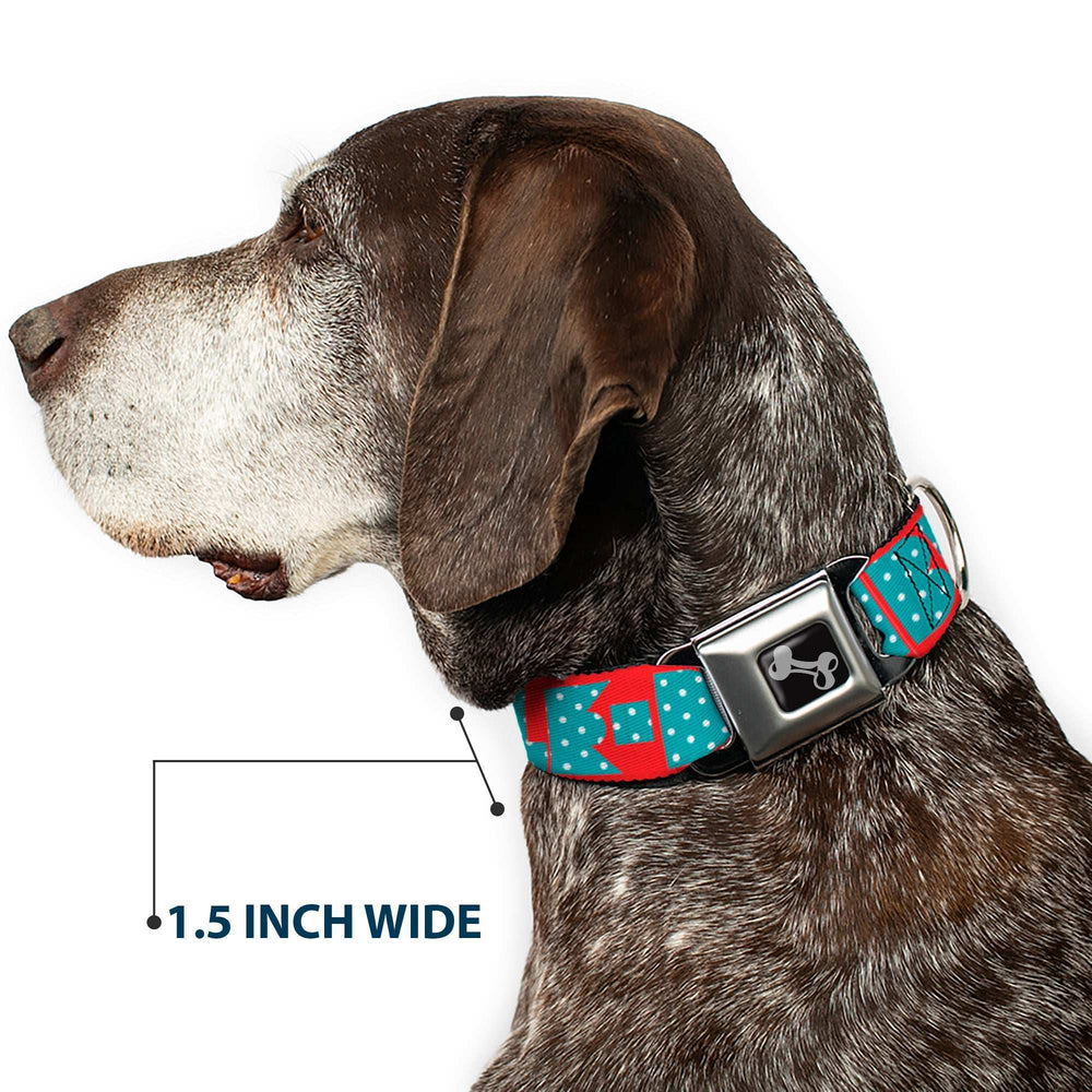 Dog Bone Seatbelt Buckle Collar - BUCKLE-DOWN Shapes Red/Dot Turquoise/White - Buckle-Down - Flyclothing LLC