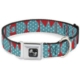 Dog Bone Seatbelt Buckle Collar - BUCKLE-DOWN Shapes Red/Dot Turquoise/White - Buckle-Down - Flyclothing LLC