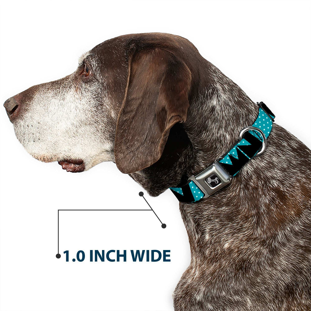 Dog Bone Seatbelt Buckle Collar - BUCKLE-DOWN Shapes Dot Turquoise/White/Black - Buckle-Down - Flyclothing LLC