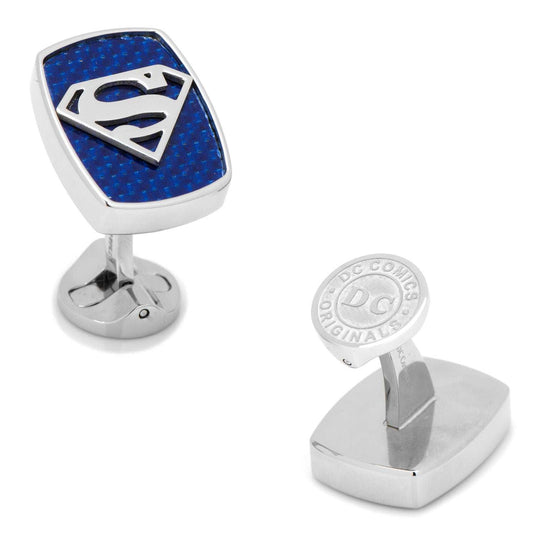 DC Superman Stainless Steel Carbon Fiber Cufflinks - Cufflinks.com - Flyclothing LLC