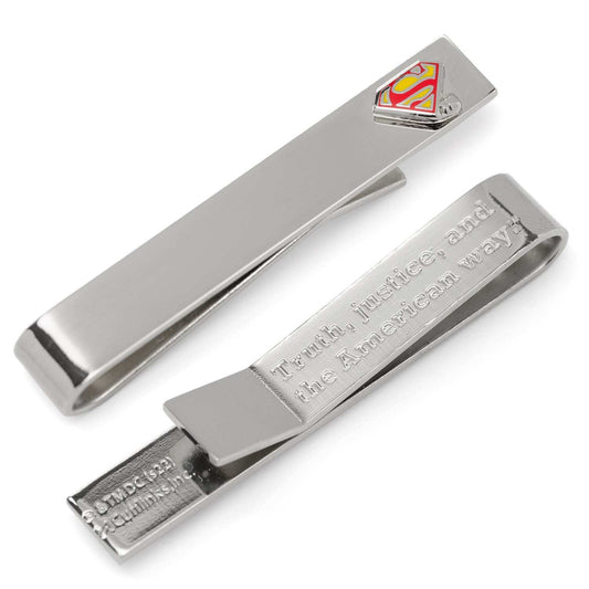 DC Superman Hidden Message Silver Tie Bar - Cufflinks.com - Flyclothing LLC