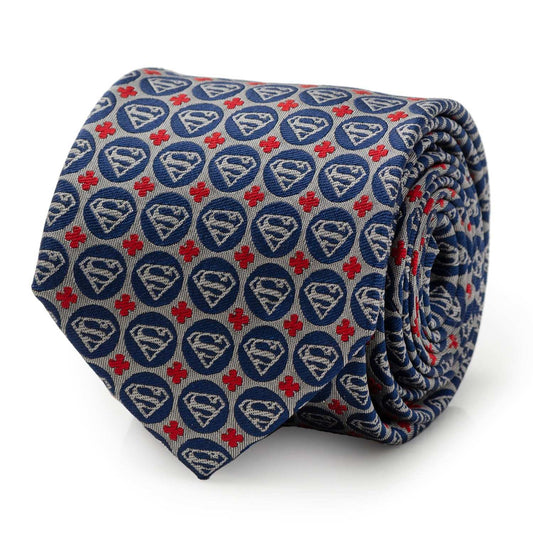 DC Superman Shield Motif Gray Men's Tie - Cufflinks.com - Flyclothing LLC