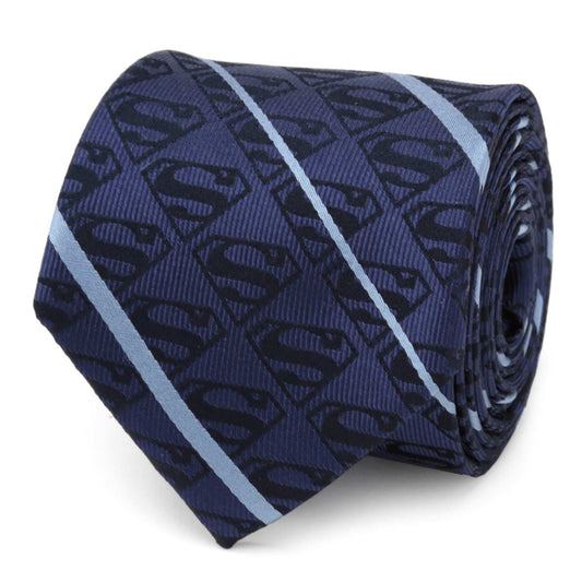 DC Superman Stripe Pattern Blue Silk Men's Tie - Cufflinks.com - Flyclothing LLC