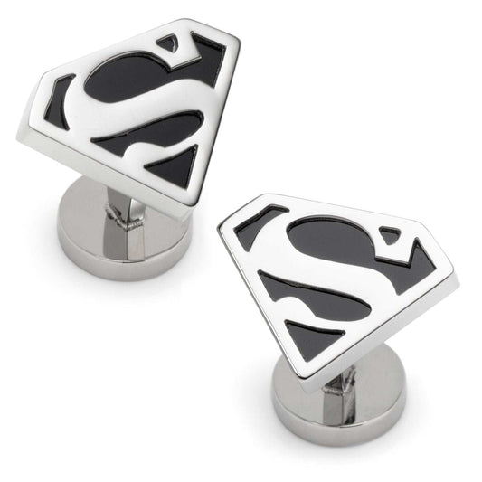 DC Superman Black Onyx Stainless Steel Cufflinks - Cufflinks.com - Flyclothing LLC