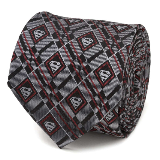 DC Superman Geometric Gray Silk Men's Tie - Cufflinks.com - Flyclothing LLC