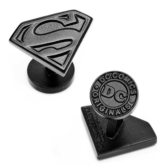 DC Superman Shield Satin Black Cufflinks - Cufflinks.com - Flyclothing LLC