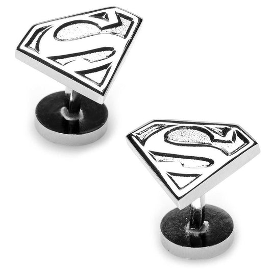 DC Superman Shield Silver Cufflinks - Cufflinks.com - Flyclothing LLC