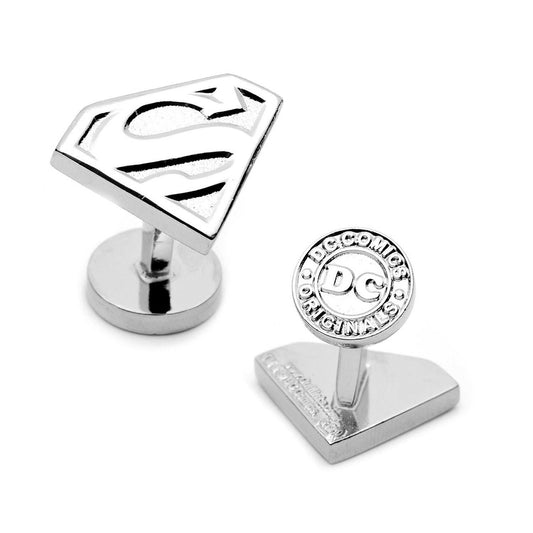 DC Superman Shield Silver Cufflinks - Cufflinks.com - Flyclothing LLC