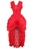 Daisy Corsets Top Drawer Steel Boned Red Lace Victorian Bustle Corset Dress - Daisy Corsets - Flyclothing LLC