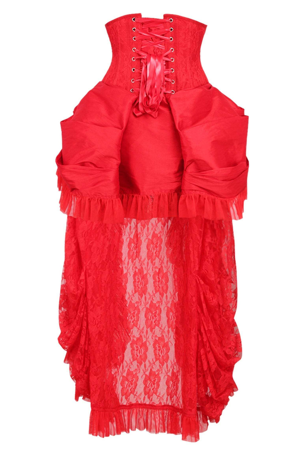 Daisy Corsets Top Drawer Steel Boned Red Lace Victorian Bustle Underbust Corset Dress - Daisy Corsets - Flyclothing LLC