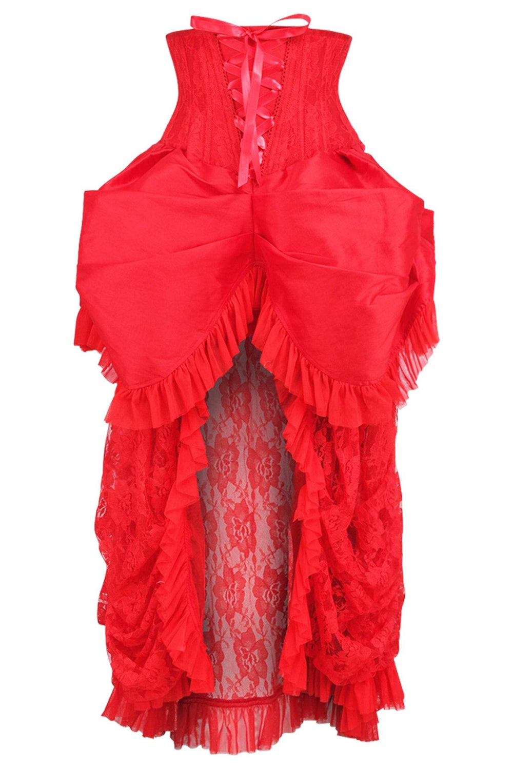 Daisy Corsets Top Drawer Steel Boned Red Lace Victorian Bustle Underbust Corset Dress - Daisy Corsets - Flyclothing LLC