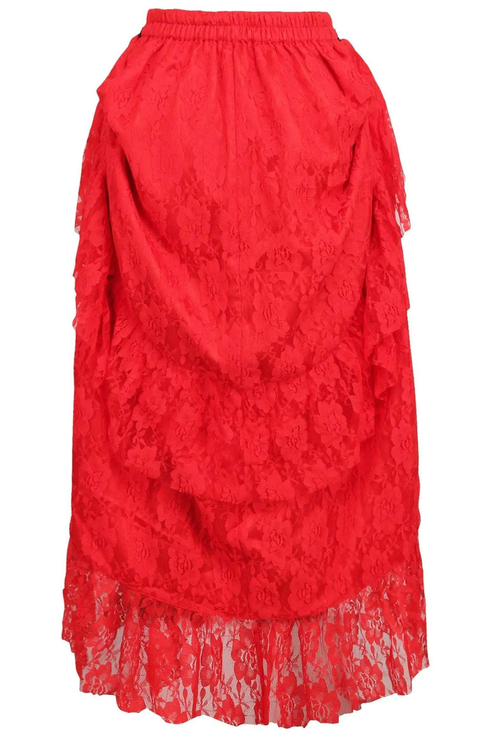 Daisy Corsets Red Lace Adjustable High Low Bustle Skirt - Daisy Corsets - Flyclothing LLC